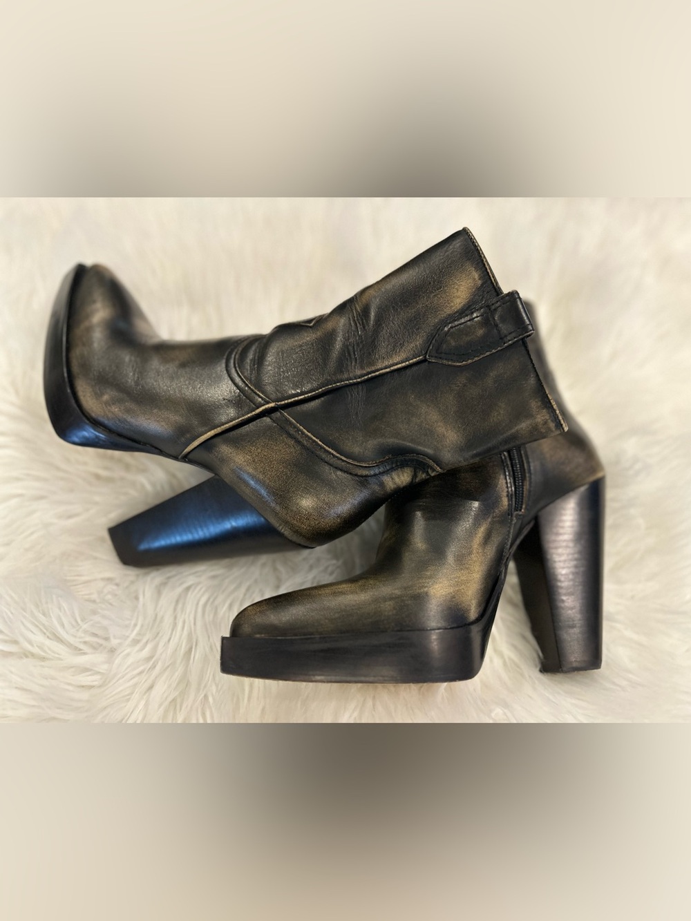 Vince Camuto Black Leather Platform Ankle Boots